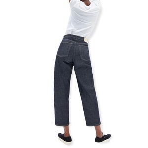 Everlane The Arc Dark Wash High Waisted Wide Leg Denim Jeans Cotton Size 28 in